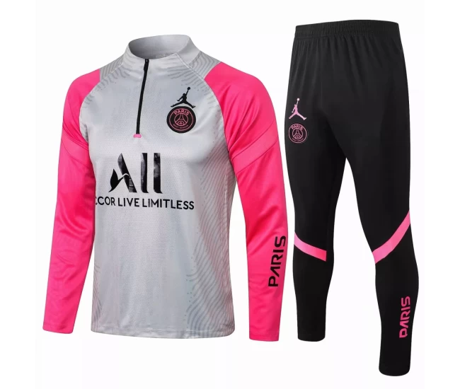 PSG Jordan Training Technical Soccer Tracksuit Grey Pink 2021 2022