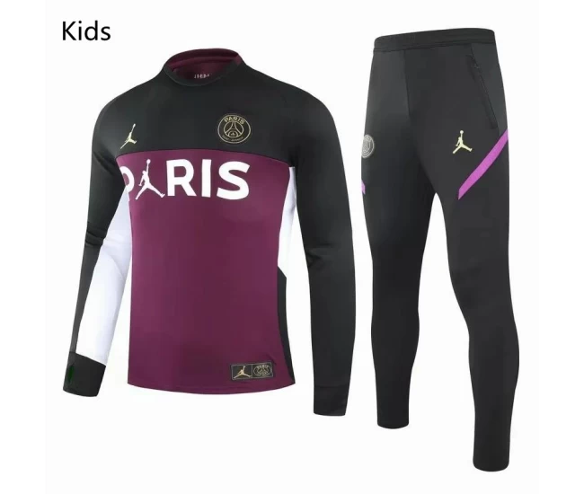 PSG X Jordan Training Technical Soccer Tracksuit Purple Black Kids 2020 2021