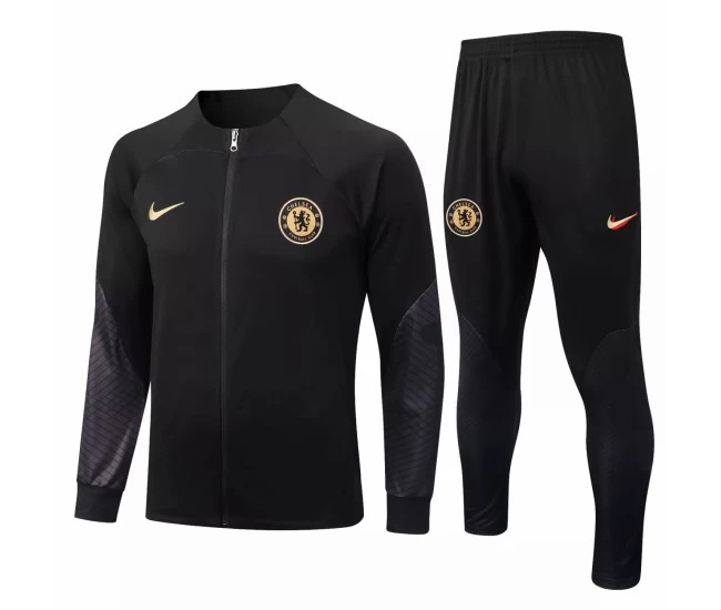 Chelsea FC Black Training Presentation Football Tracksuit 2022-23