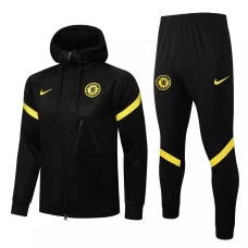 Chelsea Black Hooded Presentation Football Tracksuit 2021-22