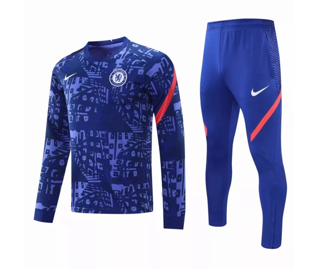 Chelsea Training Soccer Tracksuit Blue Texture 2021