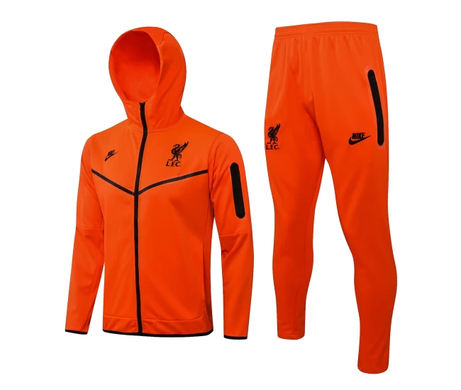 Liverpool FC Orange Hooded Presentation Football Tracksuit 2021-22