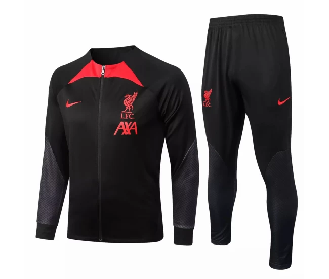 Liverpool FC Black Training Presentation Football Tracksuit 2022-23