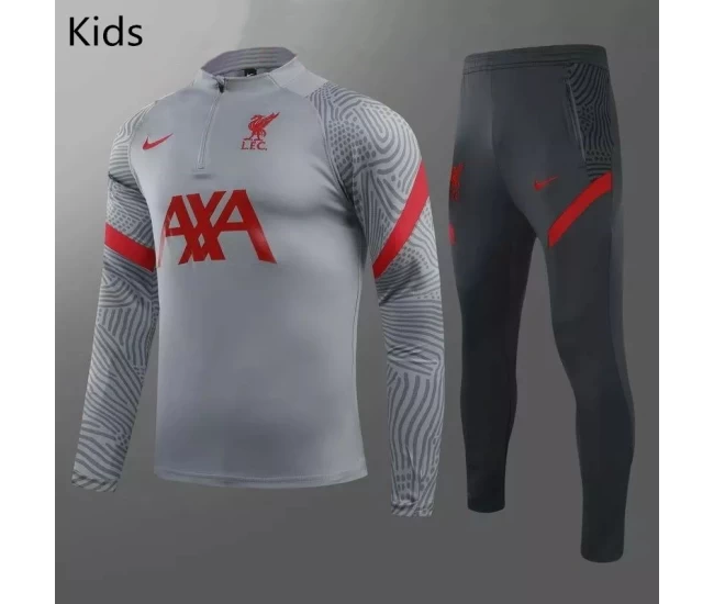 Liverpool FC Grey Training Technical Soccer Tracksuit Kids Light Grey 2020 2021