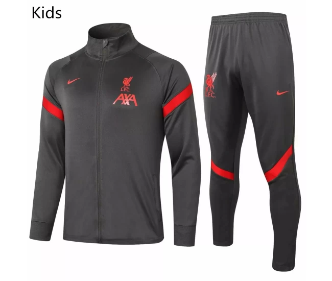 Liverpool FC Presentation Soccer Tracksuit Dark Grey Kids 2020 2021