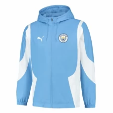 Manchester City Mens Pre Match Anthem Full Zip Hoodie Football Jacket 2023-24