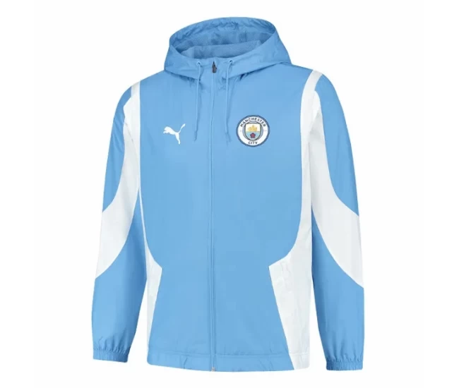 Manchester City Mens Pre Match Anthem Full Zip Hoodie Football Jacket 2023-24