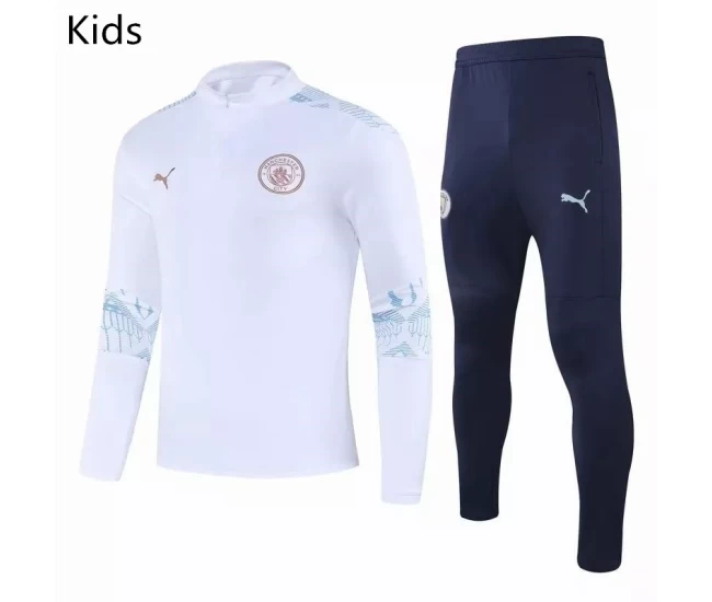 Manchester City Training Soccer Tracksuit Kids White 2020 2021