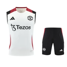 Manchester United Adult Off White Training Sleeveless Football Kit 2024-25