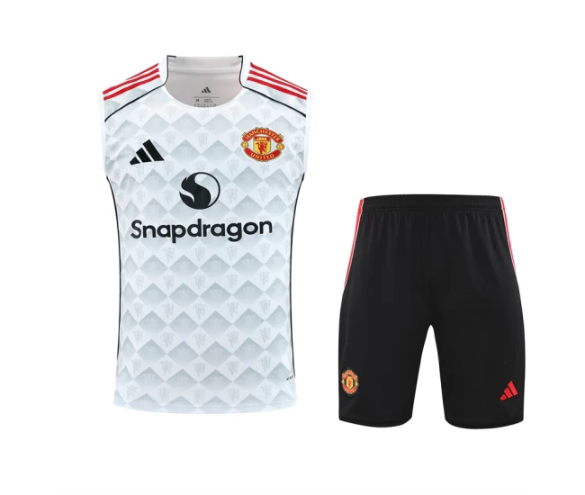 Manchester United Adult White Training Sleeveless Football Kit 2025-26