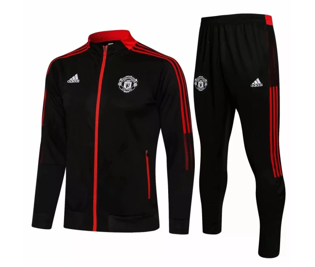 Manchester United Black Presentation Football Tracksuit 2021-22