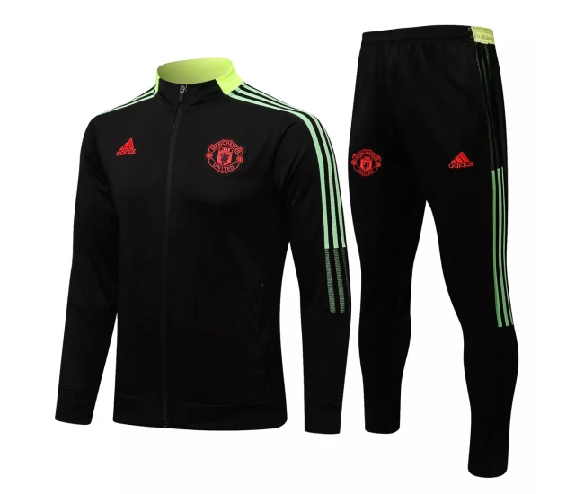 Manchester United Black Training Presentation Football Tracksuit 2021-22