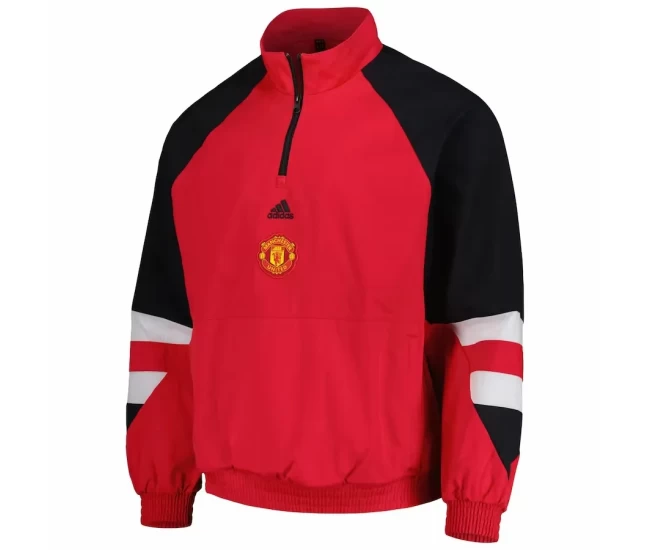 Manchester United Mens Icon Raglan Quarter Zip Football Top 2023-24