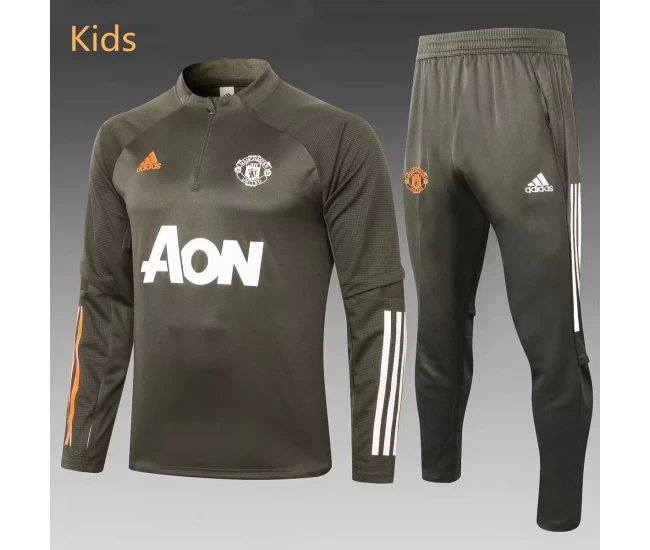 Manchester United Training Soccer Tracksuit Olive Green Kids 2021