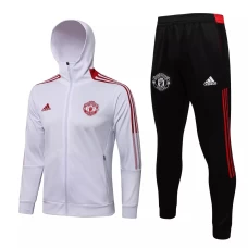 Manchester United White Hooded Presentation Football Tracksuit 2021-22