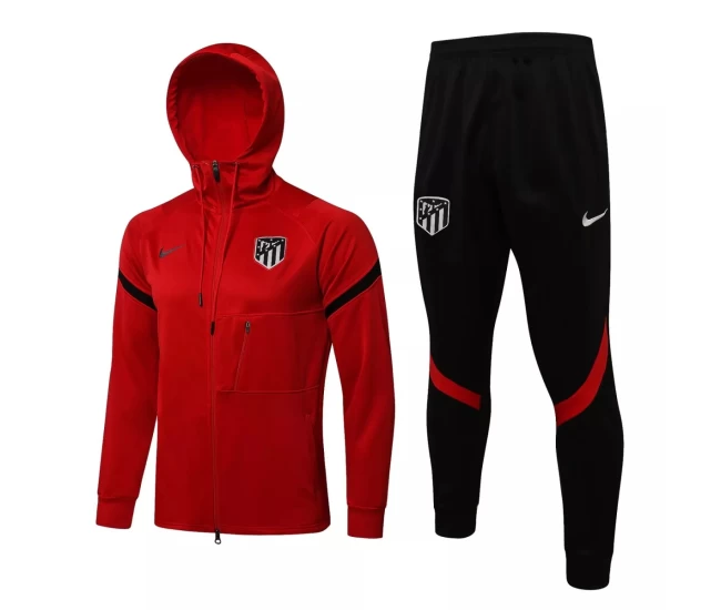 Atlético De Madrid Red Hooded Presentation Football Tracksuit 2021-22