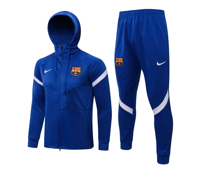 FC Barcelona Blue Hooded Presentation Football Tracksuit 2021-22