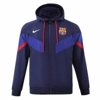 FC Barcelona Mens AWF Raglan Hoodie Football Jacket Blue 2023-24