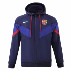 FC Barcelona Mens AWF Raglan Hoodie Football Jacket Blue 2023-24