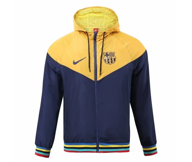 FC Barcelona Mens Windrunner Full Zip Hooded Football Jacket 2023-24