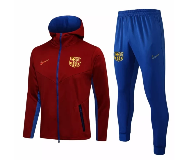 FC Barcelona Hooded Presentation Football Tracksuit Red 2021