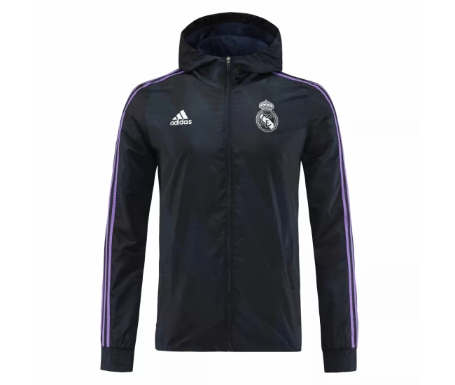 Real Madrid DNA Raglan Full-Zip Hoodie Windbreaker Jacket Navy