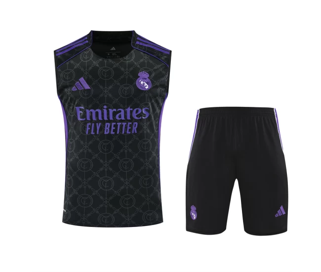 Real Madrid Adult Pre Match Sleeveless Black Football Kit 2025-26