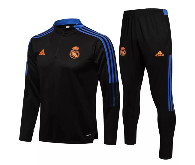 Real Madrid Black Technical Training Football Tracksuit 2021-22