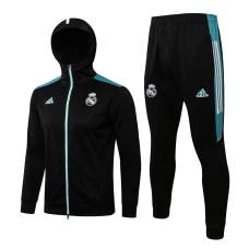 Real Madrid FC Black Hooded Presentation Football Tracksuit 2021-22