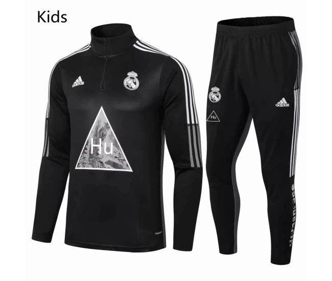 Real Madrid Training Soccer Tracksuit Human Race Black Kids 2020 2021