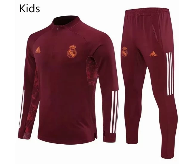 Real Madrid Training Soccer Tracksuit Maroon Kids 2020 2021