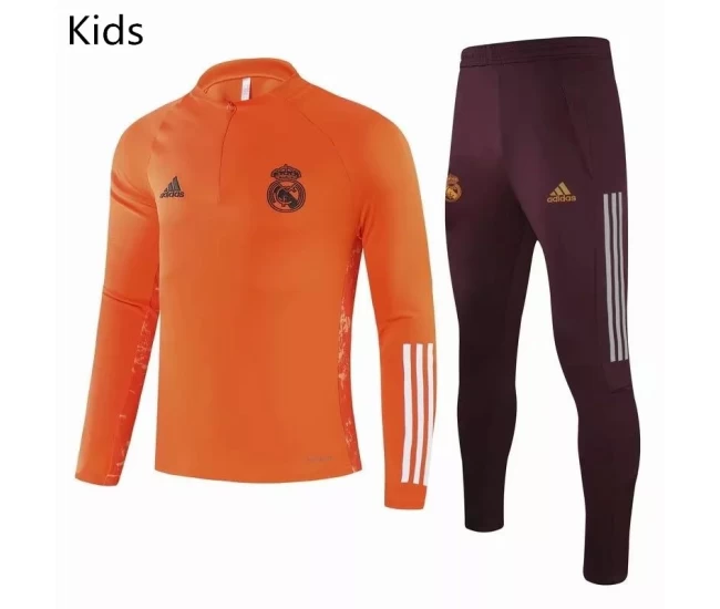 Real Madrid Training Soccer Tracksuit Orange Kids 2020 2021