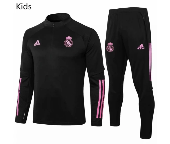 Real Madrid Training Technical Soccer Tracksuit Kids Black 2020 2021
