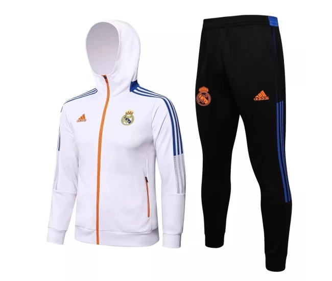 Real Madrid White Hooded Presentation Football Tracksuit 2021-22