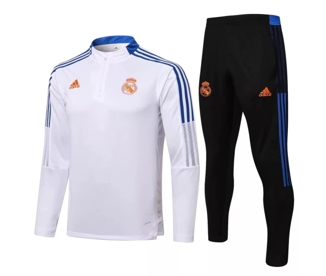 Real Madrid White Technical Training Football Tracksuit 2021-22