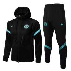 Inter Milan Black Training Hooded Presentation Football Tracksuit 2021-22