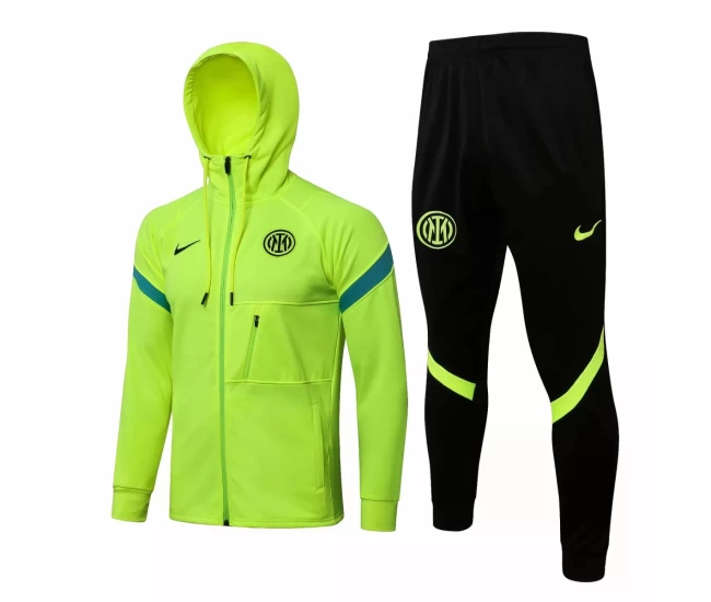 Inter Milan Green Training Hooded Presentation Football Tracksuit 2021-22