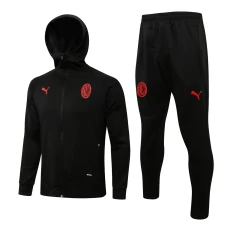 AC Milan Black Hooded Presentation Football Tracksuit 2021-22