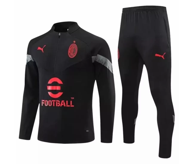 AC Milan Black Training Technical Football Tracksuit 2022-23