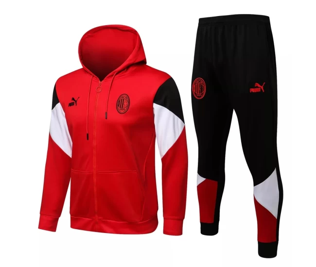 AC Milan Red Hooded Presentation Football Tracksuit 2021-22