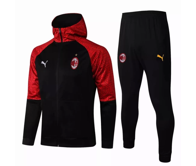 AC Milan Training Hooded Presentation Soccer Tracksuit Black 2021