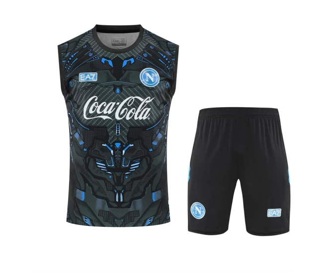 SSC Napoli Mens Ebony Training Sleeveless Football Kit 2025-26