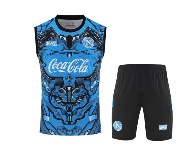 SSC Napoli Mens Sky Blue Training Sleeveless Football Kit 2025-26
