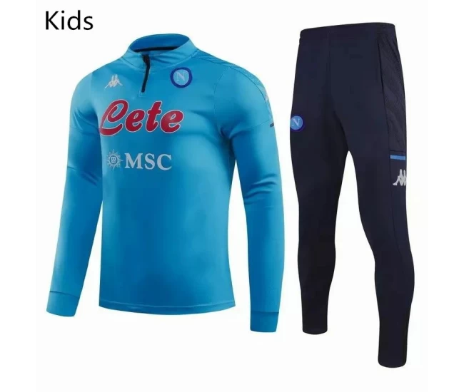 SSC Napoli Training Technical Football Tracksuit Blue Kids 2020