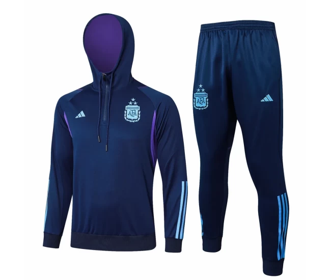 Argentina Navy Hooded Training Football Tracksuit 2024-25