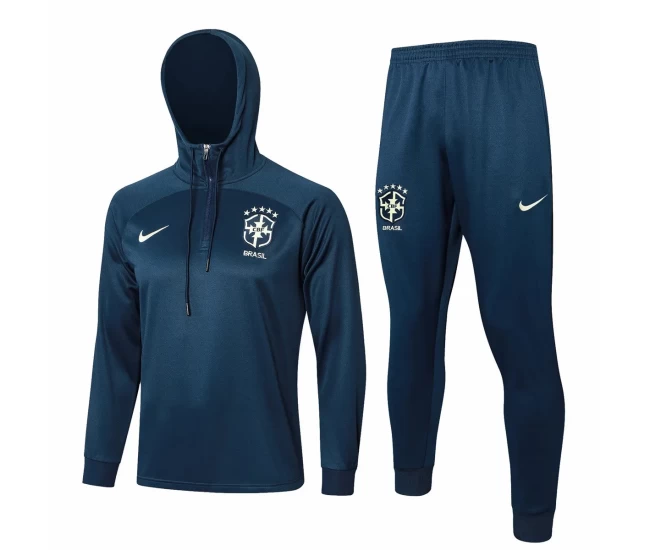 Brazil National Team Blue Hooded Training Football Tracksuit 2024-25