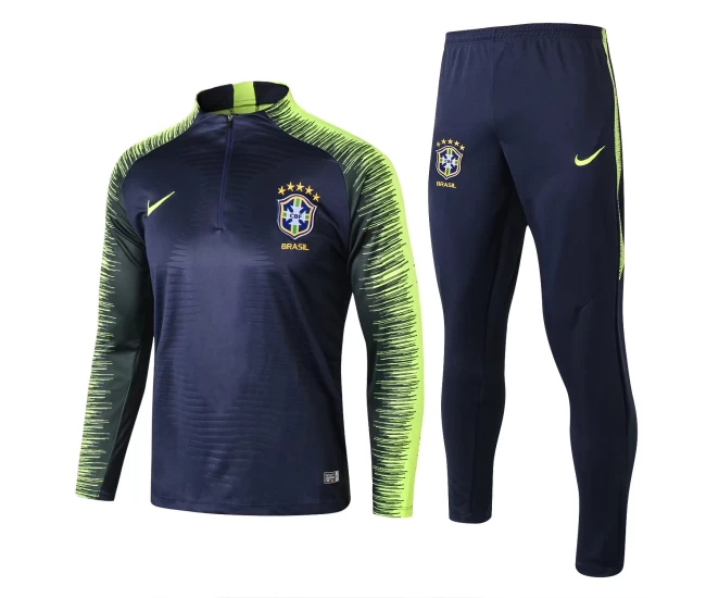 Brazil Royal Blue Stripe Training Football Tracksuit 2018/19