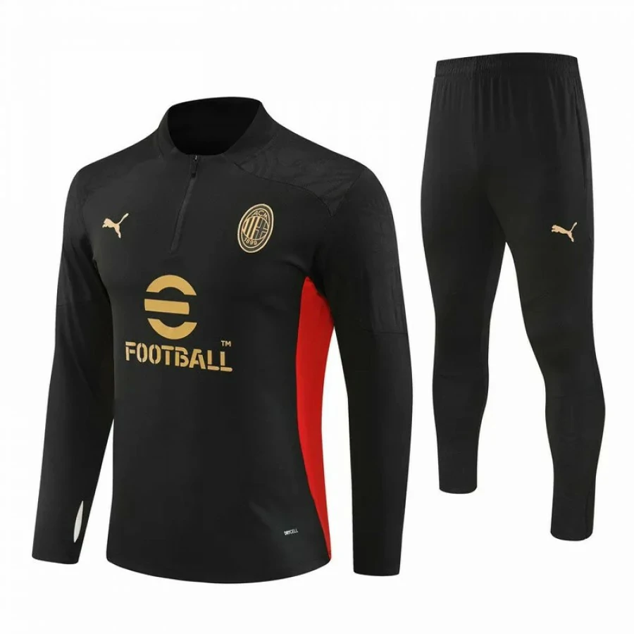 AC Milan Black Training Technical Football Tracksuit